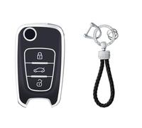 OFFCURVE Car Key Case - Key Fob Cover & Protector, 3-Button, Compatible with Hyundai Elantra, i10-i40, ix20-ix55, Santa Fe, Verna, Sportage, Carens, Forte, Avante