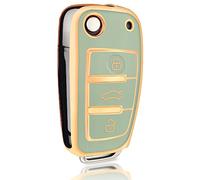 OFFCURVE Car Key Case - Key Fob Cover & Protector - 3 Buttons - Compatible with Audi A1-A8, B6-B8, C5-C6, Q1-Q7, R8, RS3-RS6, S1-S8, 4F, 4G, TT, TTS, TTRS, Seat, Exeo 3R
