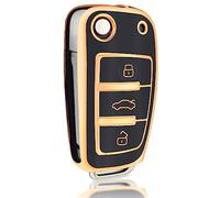 OFFCURVE Car Key Case - Key Fob Cover & Protector - 3 Buttons - Compatible with Audi A1-A8, B6-B8, C5-C6, Q1-Q7, R8, RS3-RS6, S1-S8, 4F, 4G, TT, TTS, TTRS, Seat, Exeo 3R