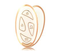 OFFCURVE Car Key Cover Car Key Case Key Fob Cover Car Key Protector 7 Buttons Compatible with Hyundai Ioniq 6 Grandeur GN7 Kona EV SX2 Grand Prix Azera (White Gold)