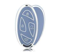 OFFCURVE Car Key Cover Car Key Case Key Fob Cover Car Key Protector 7 Buttons Compatible with Hyundai Ioniq 6 Grandeur GN7 Kona EV SX2 Grand Prix Azera (Blue Silver)
