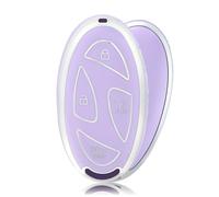 OFFCURVE Car Key Cover Car Key Case Key Fob Cover Car Key Protector 7 Buttons Compatible with Hyundai Ioniq 6 Grandeur GN7 Kona EV SX2 Grand Prix Azera (Purple Silver)