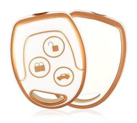 OFFCURVE Car Key Cover Car Key Case Key Fob Cover Car Key Protector Compatible with Ford Focus KA Galaxy Mondeo Transit Connect Cougar Puma Fusion B-Max C-Max Eco Sport Fiesta Transit (White Gold)