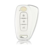 OFFCURVE Car Key Cover Car Key Case Key Fob Cover Car Key Protector Compatible with Nissan Ariya B6/B9 X-Trail T32/T33 Qashqai J12 Juke F16 Altima Teana Pathfinder Rogue Bluebird Kicks (White Silver)