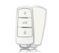 OFFCURVE Car Key Cover Case for VW Volkswagen CC, Passat B6 B7, 3 Buttons, White Silver