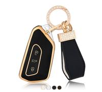 OFFCURVE Car Key Cover TPU Car Key Case Protector with Keyring Fit for VW Volkswagen Golf 8 MK8 Cupra Born Formentor Seat Leon MK4 Ateca Tarraco Skoda Octavia 8 Enyaq iV 60 ID.4 ID.3 ID.5