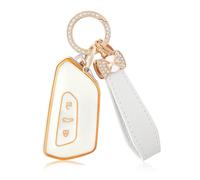 OFFCURVE Car Key Cover TPU Car Key Case Protector with Keyring Fit for VW Volkswagen Golf 8 MK8 Cupra Born Formentor Seat Leon MK4 Ateca Tarraco Skoda Octavia 8 Enyaq iV 60 ID.4 ID.3 ID.5