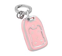 OFFCURVE Car Key Fob Cover with Keychain for GMC Yukon/Yukon XL Terrain Soft TPU Key Fob Case for Chevy Chevrolet Suburban Tahoe Car Accessories Holder Remote Smart 6 Buttons Key Protector, Pink