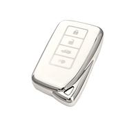 OFFCURVE for Lexus Key Fob Cover, Soft TPU Full Car Key Case Car Accessories Remote Key Protector Compatible with Lexus RX ES GS LS NX GX LX RC LC Smart Key Holder, White, White-silver, 2.6x1.5x0.5
