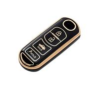 OFFCURVE for Mazda Key Fob Cover Car Key Fob Case Soft TPU Full Protector Mazda 2 3 5 6 8 CX3 CX4 CX5 CX7 CX9 Atenza Axela MX5 Speed3 Miata Car Accessories Smart Keyless Car Key Holder, Black