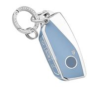 OFFCURVE Key Fob Cover with Keychain for BMW, Car Key Case Compatible with BMW I7 M Sport 2023 X7 i7 xi X1 IX M5 7 Series 735Li 740 4-Button Smart Key Fob Holder Protector Car Accessories, Blue