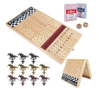Offelec Large 23 inches Horse Race Board Game, Premium Durable Foldable Wooden Box, Horse Racing Game with 11 Retro Metal Horses, 2 Dices and 2 Playing Cards Fun Family Night Games for Adults Kids