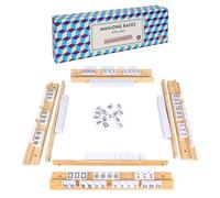 Offelec Upgraded Mahjong Racks with Pushers, Set of 4 Trays for American Mahjong Games, Wooden Holders for Mahjong, Mexican Train, Dominoes (Includes Magnetically Attached Mahjong Pushers)