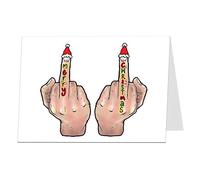 Offensive Christmas Card Insult Rude Two Finger Salute Xmas Design
