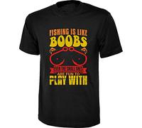 Offensive Fishing T-Shirt Fishing is Like B**bs Even The Small Ones are Fun to Play with Unisex Gift Tee Top (Black, 4XL)