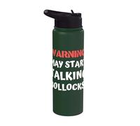 Offensive Humor - Warning May Start Talking Bollocks Funny Stainless Steel Insulated Water Bottle