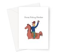 Offensive Wanker Birthday Cards | Funny Profanity Birthday Card For Friends and Family (Horse Riding Wanker Woman Card)