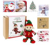 Offer Shop Christmas Crochet Kit for Beginners - Xmas Elf Crochet Kit Include Step by Step Instruction, Soft Yarn and Needle and 30 Pack Christmas Cards
