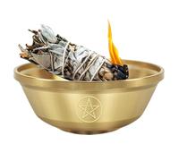 Offering Bowl | Brass Pentagram Dish - 9cm Metal Meditation Offering Bow | for Altar Meditation Yoga Studio Ceremony Mindfulness Practice Tabletop Smudging Women Men