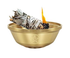 Offering Bowl | Brass Pentagram Dish - 9cm Metal Meditation Offering Bow | for Altar Meditation Yoga Studio Ceremony Mindfulness Practice Tabletop Smudging Women Men