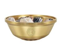 Offering Bowl - Brass Triple Moon Dish, Small Metal Crystal Storage Bowl with Intricate Etching, Sacred Altar Accessory, Spiritual Meditation Tool, Decorative Mindfulness Dish for Yoga Studio