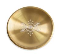 Offering Bowl Prayer Ritual Plate Great for Wicca, Altar use, Ritual use, Incense Burner, smudging Bowl, Decoration Bowl, offering Bowl (Golden Triple Moon)
