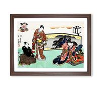 Offerings By Utagawa Kunisada Asian Japanese Framed Wall Art Print, Ready to Hang Picture for Living Room Bedroom Home Office Décor, Walnut A4 (34 x 25 cm)