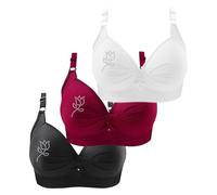 Offers of The Day 3PC V Neck Bras for Women Seamless Plus Size Leisure Bras Non Wired Push Up Stretchy Bra Adjustable Straps Bralettes Comfy Solid Color Firm Wearhouses Deals