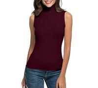 Offers of The Day for Women Turtleneck Vest Top for Women UK Stretchy Turtle Neck Plain Tank Tops Slim Fit Sleeveless Tee Shirts Causal Solid Color Basic Present for Elderly Lady