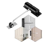 Offfay Door Closer, Automatic Door Closers for Interior Doors, Adjustable Hydraulic Spring Loaded Closer, Self Closing Gate Hinge for Weights 20-25kg, with Adjusting Rod and Screws (Black)