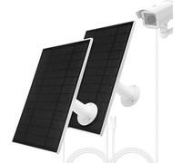 Offfay Solar Panel for Security Camera, 6W 5V Solar Panel Charger for Wireless IP Battery Camera, Micro USB to USB-C Adapter, IP65 Waterproof, Continuous Power Supply, Plug and Play, 2 Pack