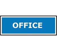 Office | 15cm x 5cm | Blue - PVC Plastic Sign for Workplaces, Corporate Buildings, Retail Stores, Designated Work Areas | UK-Made with Renewable Energy | Low Carbon Footprint