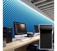 Office Acoustic Panels Sound Absorbing 3.3×16.4ft, Self-adhesive Foam Sound Dampening Panel, Bedroom/Basement/Game Room Treatment Wall Panels(Black)