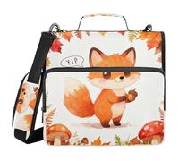 Office Binder Organizer with Shoulder Strap & Handle Easy to Carry 1.5 Inch 3 Ringing Pencil Case Portfolio Binder Storage Container Little Fox in Autumn