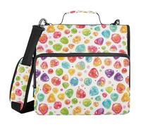 Office Binder Organizer with Shoulder Strap & Handle Laege Capacity 1.5 Inch 3 Ringing Pencil Case Portfolio Binder Stationery Supply Colorful Gummy Candy Sweet