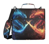 Office Binder Organizer with Shoulder Strap & Handle Multi-Pocket 1.5 Inch 3 Ringing Storage Bag Portfolio Binder Storage Container Fire and Ice Dragons Crossing Blades
