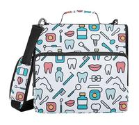 Office Binder Organizer with Shoulder Strap Laege Capacity 1.5 Inch 3 Ringing Portfolio Binder Bag Paperwork Business Dentistry Icons Dental Elements Gray