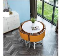 Office Business Hotel Lobby Dining Table Set, Dining Table And Chair Combination Simple re Table And Chair Set Study Bedroom Kitchen Living Room Display Round Table,Light Grey-One Size (Orange O