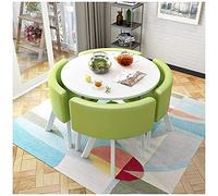 Office Business Hotel Lobby Dining Table Set, Negotiate Table and Chair Combination Round Dining Table and Chairs One Table and 4 Chairs Balcony Office Garden Meeting Room Nail Shop(Color:Green)
