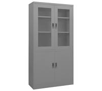 Office cabinet Anthracite 90x40x180 cm. Steel Tempered Glass, 4 doors 5 shelves