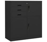 Office Cabinet Anthracite Steel 90x40x102 cm 3 Drawers Locker Adjustable Secure