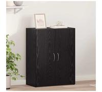 Office Cabinet Black Oak 60x32x77.5cm Modern Engineered Wood 2 Shelves 2 Doors.