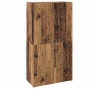 Office Cabinet Black Oak Look Made of Wood Material 60 x 32 x 115 cm with 2 Shelves and Hinged Doors Storage Space for Folders Files Documents in the Office and Home Office