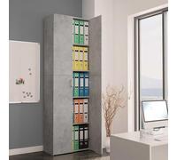 Office Cabinet, Concrete Grey, 60 x 32 x 190 cm, Wood Material with 5 Shelves and 2 Doors, Filing Cabinet for Office and Home Office, Storage Cabinet for Folders, Documents and Files