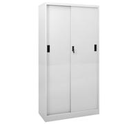 Office Cabinet Light Grey Steel 90x40x180cm Sliding Door 4pc Adjustable Shelves