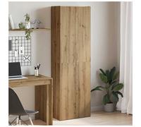 Office Cabinet Old Wood 60x32x190cm Engineered Wood 3-Shelf 2-Door Slim Storage
