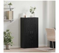 Office Cabinet Slim Modern Black Oak Engineered Wood 60x32x115cm 2-Shelf 2-Door
