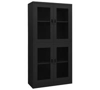 vidaXL Office Cabinet Light Grey Steel and Tempered Glass File Storage Cabinet