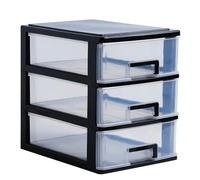 Office Cabinet Storage Box - Transparent Multi-Tier Drawers | Dustproof Makeup Countertop Organizer for Bathroom, Plastic Jewelry Container, Multicolored, Medium 3-layer B, Refer to description