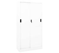 vidaXL Office Cabinet with Sliding Door White Steel Filing Storage Cabinet